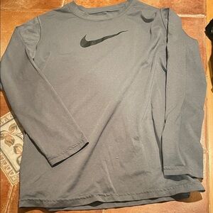 Nike Black Logo Gray Long Sleeve Tee